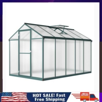Green 6x10FT Greenhouse for Outdoors Polycarbonate Greenhouse with Quick Setup 