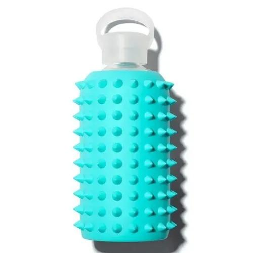 NWT bkr Glass Water Bottle Spiked Marina Blue Teal Aqua Little 16oz/500ml