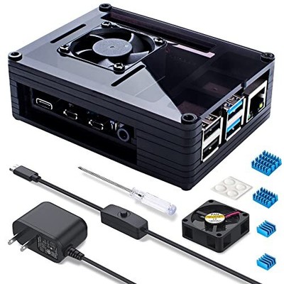 4 B+ Case With Fan Cooling Pi 4b Case With 5v 3a Usb-c Power Supply
