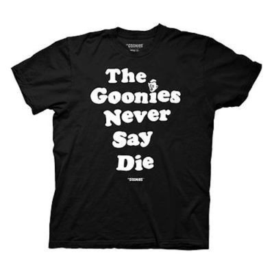 Goonies Shirt Never Say Die Mens Unisex Medium XL Quote Tee T-shirt Black
