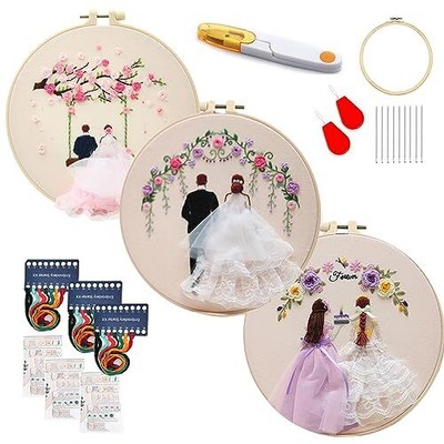 Starter Kit With Pattern, Couple Beginner Embroidery Kit