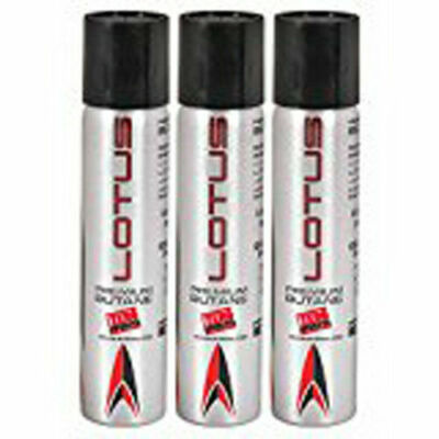 3 Can Lotus Premium Lighter Butane Refill Fuel 3.04 oz 90ml Canister 
