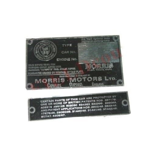 2x Morris Minor MM Chassis ID Plate MMP3002 For Morris Minor 
