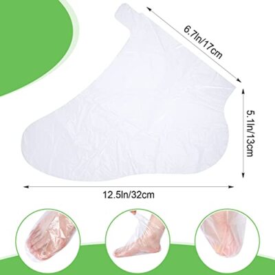 500 Pcs Clear Plastic Disposable Paraffin Bath Liners Foot Sock Covers