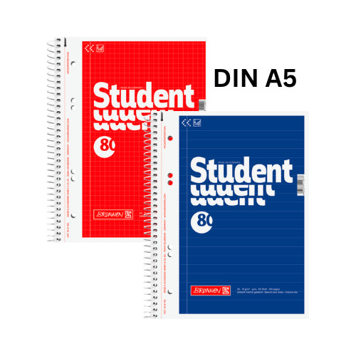 Brunnen Collegeblock Din A5 Liniert Seitenrand +Lochung Spiralblock Schreibblock