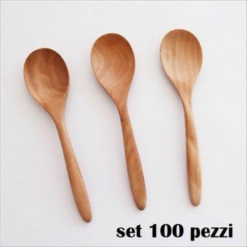 Set 100 Pz Cucchiaini In Legno Naturale per Caffè Dessert Gelato Dolci Miele moc
