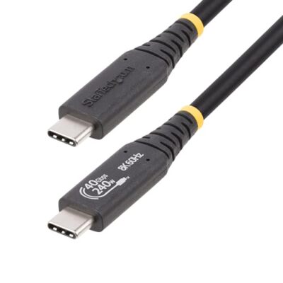 StarTech.com 1m [3.3ft] USB4 Cable, USB-IF Certified USB-C Cable, 40 Gbps, 240W