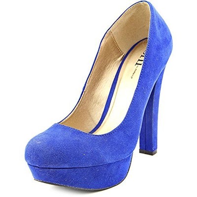 Famous Name Brand Dee Women Blue Heels, Blue, Size 8.5