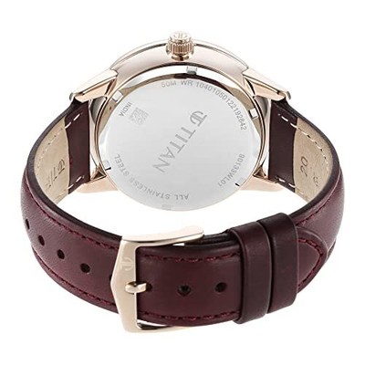 Pre-owned Titan Analog Brown Dial Men's Watch-90133wl01