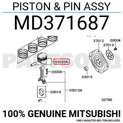 MD371687 Genuine Mitsubishi PISTON & PIN ASSY | eBay