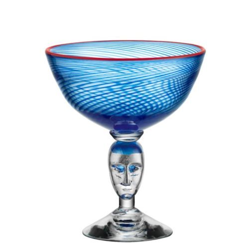Kosta Boda Ken Done Palm Tree Fluted Champagnes Art Glass Signed