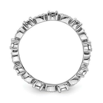 Pre-owned Kabbalah King Platinum Sterling Silver & Diamonds Pave Set Eternity Stackable Band Ring Size 7