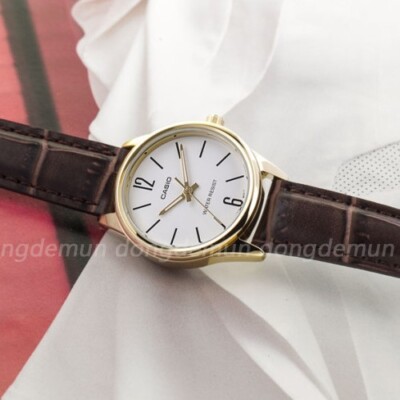Casio Women's Analog Leather Watch Gold Brown Original New LTP-V005GL-7B