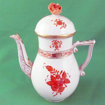 CHINESE BOUQUET RUST by Herend Coffee Pot 6.75'' NEW NEVER USED 613/AOG Hungary