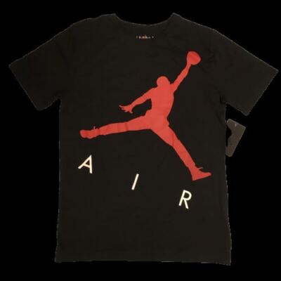 Jordan Jumpman Cotton Crew Neck Black T-Shirt with Red Logo