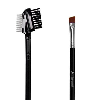 2 pcs Makeup Lash and Brow Brush 2pcs Kit, Metal Eyelash Comb, Spoolie and Brow