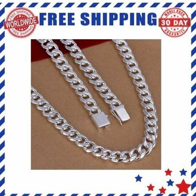 SILVER CHAIN ​​925 Thick Chains 10mm Width for Men Women Necklace 24 