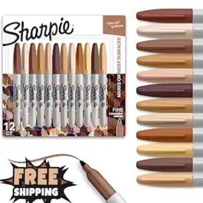 Sharpie Permanent Markers, Portrait Colors, Fine Point, Assorted, 12 ct