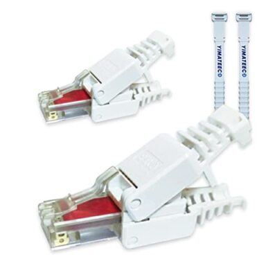 RJ45 Cat6A Connectors Tool-Free Reusable Shielded Ethernet Termination Plugs ...