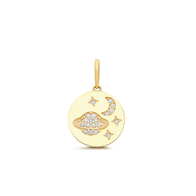 9ct Gold Saturn Moon & Star Charm 12mm