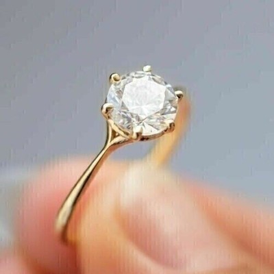 14K Gold Finish 1.00Ct Round Lab-Created Diamond Women's Engagement Wedding Ring