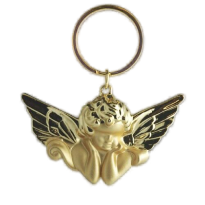 Angel keyring Cupid Key chain Large Two Tone 18kt Yellow Gold