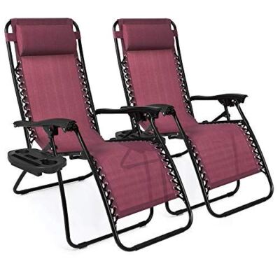 Best Choice Products Set of 2 Adjustable Steel Mesh Zero Gravity Lounge Chair Re