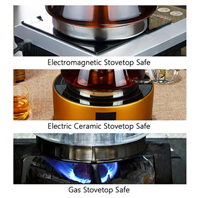 ToYo Hofu Heat Resistant Borosilicate Clear Glass Tea Pot Induction Kettle with