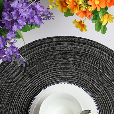 famibay Round Placemats, Round Braided Place Mats for Dining Table Heat Table 15