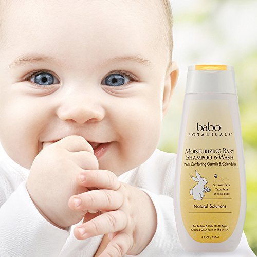 Babo Botanicals Moisturizing Baby Shampoo and Wash Oatmilk Calendula, 8 Ounce