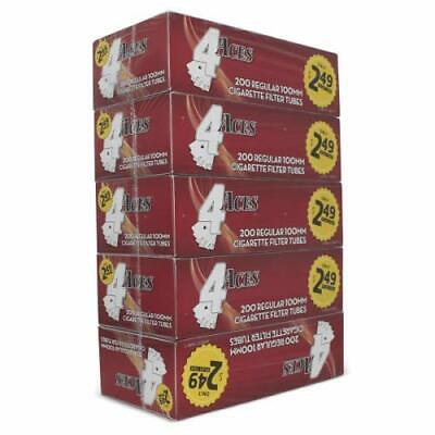 4 Aces Regular 100mm (100s) RYO Cigarette Tubes 200ct Box (5 Boxes)