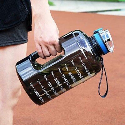 Large 1 Gallon Motivational Water Bottle with Time Marker,Handle,Sport Water Jug
