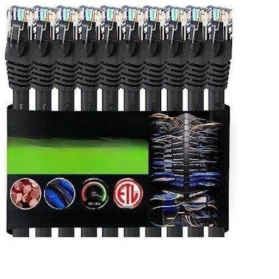 Cat 6 Ethernet Cable 6 ft (10-Pack) - High-Quality Black Cat6 Patch Cables  L2.5