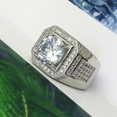 2.70 Ct Round Lab-Created White Diamond Men's Wedding Ring 925 Sterling Silver
