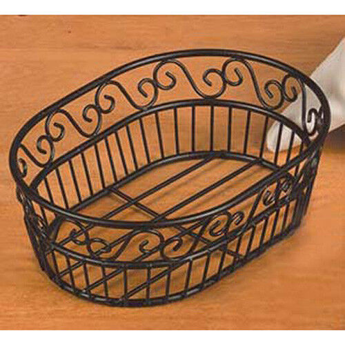 Wrought Iron, Oval Bread Basket with Scroll Design