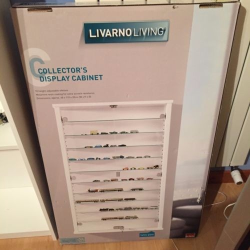 LIVARNO Collector's Large Glass & Wood Display White New In