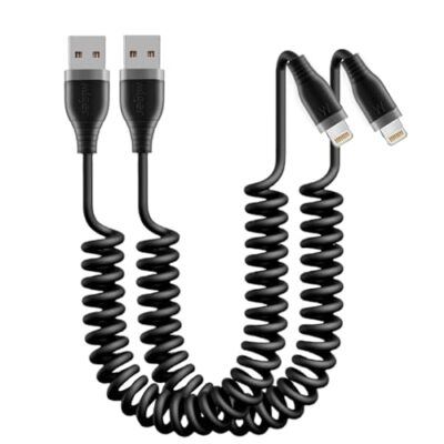 2 Pack 4FT USB Coiled Fast Charging Cable Data Syncing Cord for iPhone