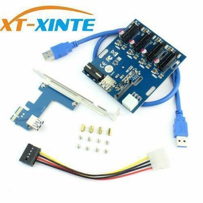 XT-XINTE PCIe 1 to 4 PCI Express 1X Slot Riser Card Mini ITX to External 4 PCI-e