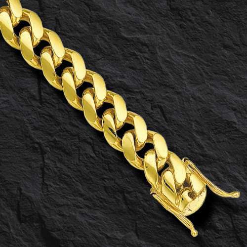 Pre-owned Tex 18k Solid Gold Miami Cuban Curb Link Mens Bracelet