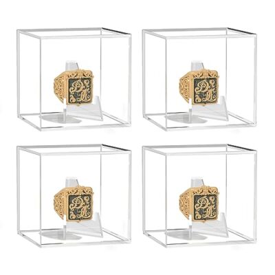 4 Pcs Clear Acrylic Championship Ring Display Case for Baseball Football Rings
