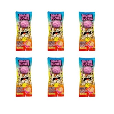 919371 6 X 67.5G BRAIN SUCKER JAWBREAKER LOLLIPOP WITH BUBBLEGUM CENTRE