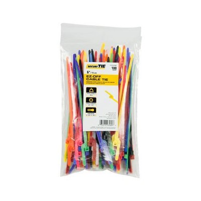 Ecm Industries  EZ-Off Cable Tie, Yellow, 6-In., 100-Pk.