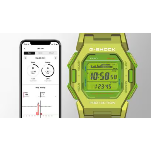 Pre-owned Casio G-shock Gd-b500s-7 Bluetooth Digital Watch Fluorescent Green 41.5mm