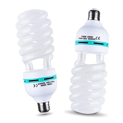 2Pcs 135W Light Bulb 5500K CFL Roas Daylight Spiral Softbox Lighting Kit Bulb...