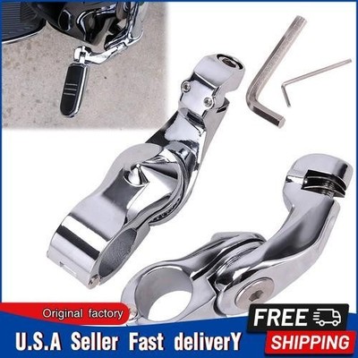 NEW 1 1/4" Chrome Short Angled Adjustable Highway Foot Peg Mount Kit For Harley