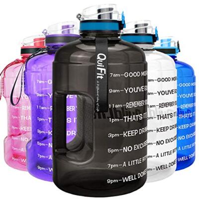 Large 1 Gallon Motivational Water Bottle with Time Marker,Handle,Sport Water Jug