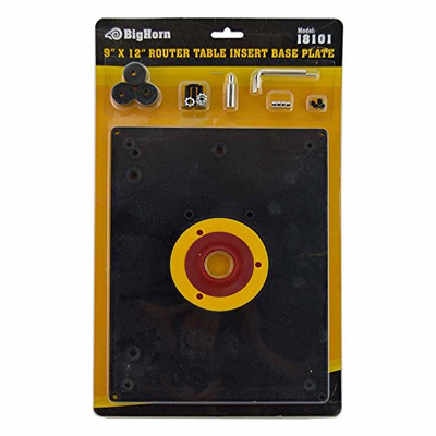 Big Horn 18101 9-Inch x 12-Inch Router Table Insert Plate with Guide Pin & Snap