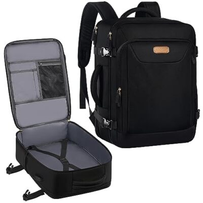 Carry on Backpack, Flight Approved Extra Large Travel Backpack with USB Black