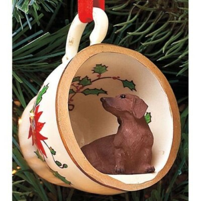 Dachshund Doxie Dog Teacup Holiday Christmas Ornament Pet Gift