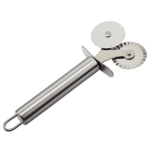 Doppia Rotella In Acciaio Inox Pizza Pancake Pie Taglia Affettatrice Lama dfh
